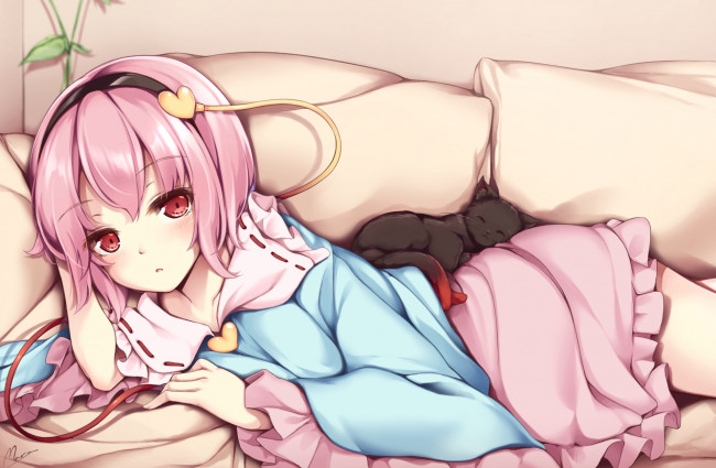 Обои картинки фото аниме, touhou, девушка, взгляд, фон