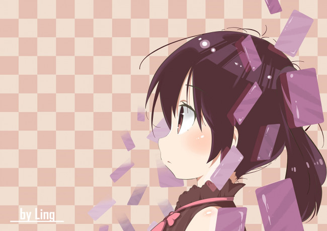 Обои картинки фото аниме, urara meirochou, взгляд, фон, девушка