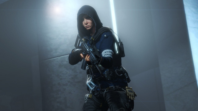 Обои картинки фото 3д графика, люди , people, девушка, фон, взгляд, автомат