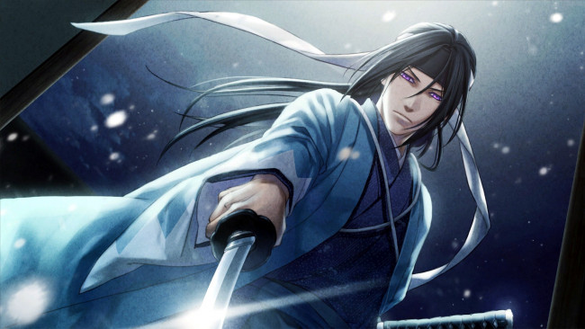 Обои картинки фото аниме, hakuouki, парень, меч, юката