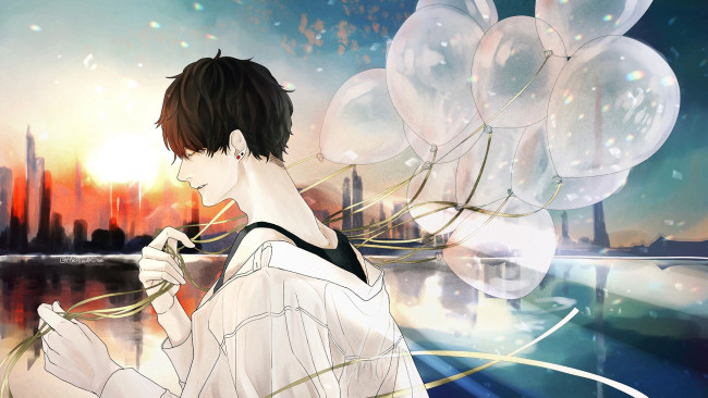 Обои картинки фото аниме, unknown,  другое , парень