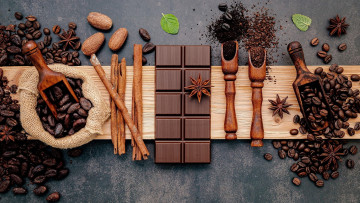 Картинка еда кофе +кофейные+зёрна зерна молотый шоколад