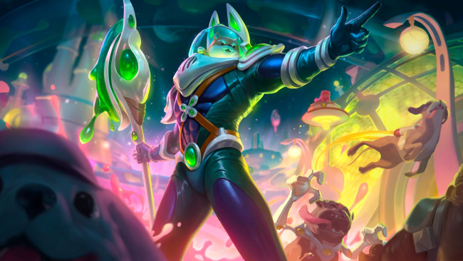 Обои картинки фото видео игры, league of legends, nasus, собаки, скафандр