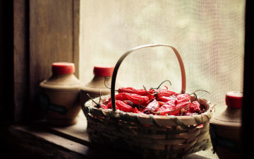 Картинка еда перец окно корзинка стручки