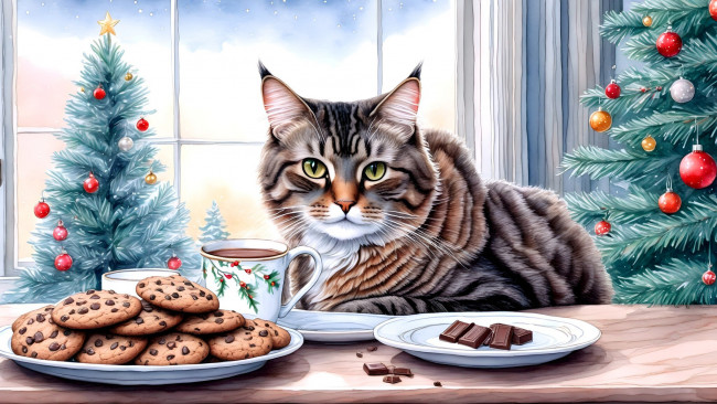 Обои картинки фото рисованное, животные,  коты, нейросети, графика, нейроарт, ai, art, нейронные, сети, рисунки, нейро, искусство, нейрографика, graphics, neuroart, neural, networks, drawings, neuro, neurography