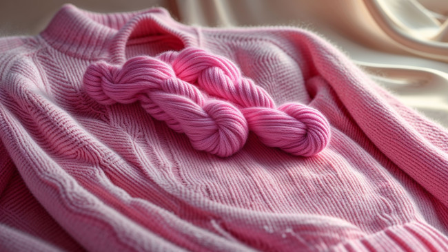 Обои картинки фото разное, одежда,  обувь,  текстиль,  экипировка, вязаный, розовый, свитер, нитки