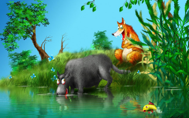 Обои картинки фото рисованные, животные