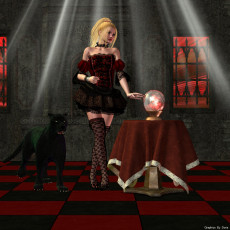 Картинка 3д графика fantasy фантазия шар девушка окно стол