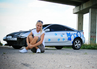 Картинка автомобили авто девушками toyota celica