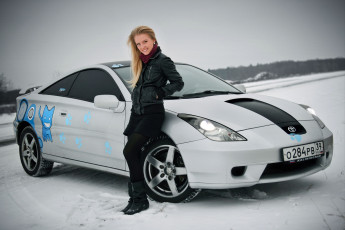 Картинка автомобили авто девушками toyota celica