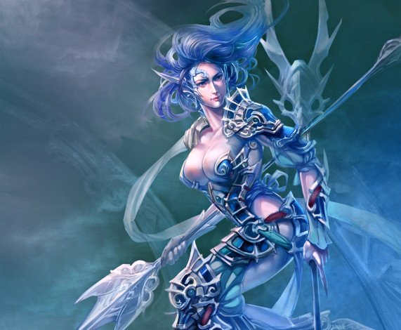 Обои картинки фото xiaobotong, фэнтези, девушки, доспехи