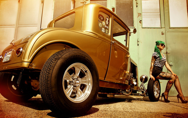 Обои картинки фото автомобили, авто, девушками, ретро