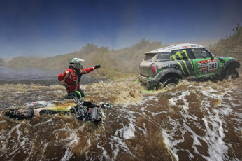 Картинка ралли дакар 2012 спорт авторалли вода река mini cooper x-raid
