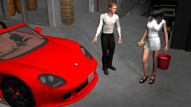 Обои картинки фото 3д, графика, people, люди, девушка, автомобиль, парни