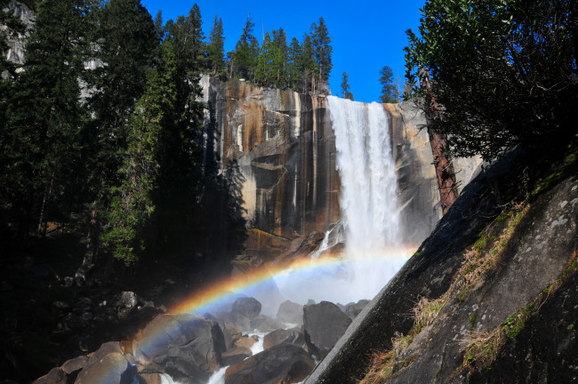 Обои картинки фото природа, радуга, водопад