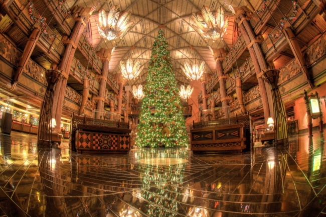 Обои картинки фото праздничные, Ёлки, отель, америка