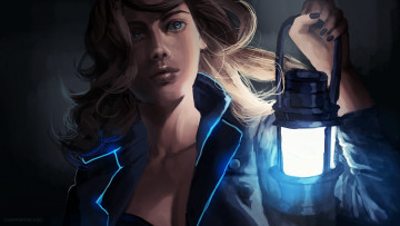 Картинка рисованные люди фонарь девушка