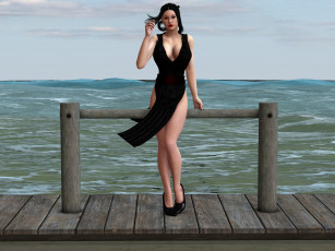 Картинка 3д+графика люди+ people девушка взгляд фон море