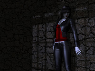 Картинка 3д+графика люди+ people девушка взгляд фон стена