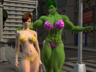 Картинка 3д+графика фантазия+ fantasy девушка взгляд фон халк