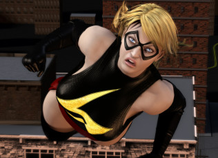 Картинка 3д+графика фантазия+ fantasy девушка полет супермен фон взгляд