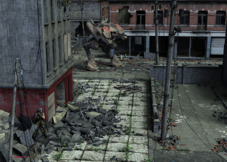 Картинка 3д+графика фантазия+ fantasy город робот руины солдат