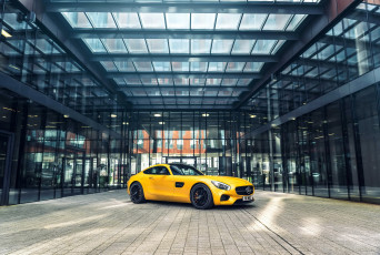 Картинка 2015+mercedes-benz+amg+gt+s автомобили mercedes-benz тюнинг желтый
