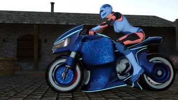 Картинка мотоциклы 3d мотоцикл фон взгляд девушка