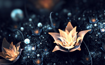 Картинка 3д+графика цветы+ flowers свет абстракция поляна цветы