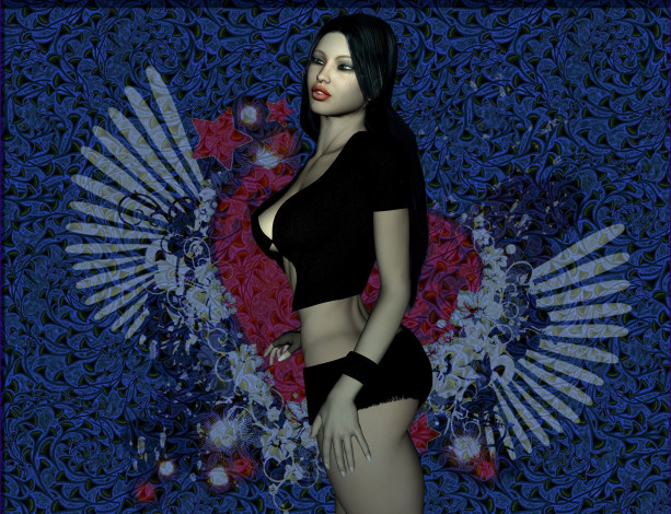 Обои картинки фото 3д графика, люди , people, взгляд, девушка, фон