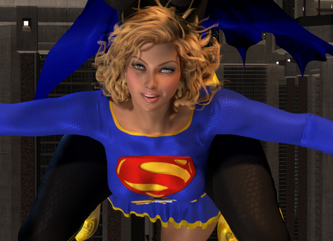 Обои картинки фото 3д графика, фантазия , fantasy, девушка, взгляд, фон, супермен