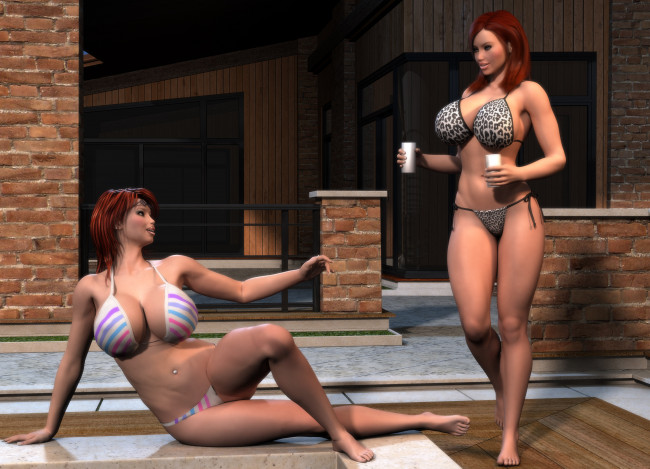 Обои картинки фото 3д графика, люди , people, девушки, взгляд, фон