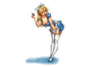 Картинка рисованное комиксы девушка фон платье бант