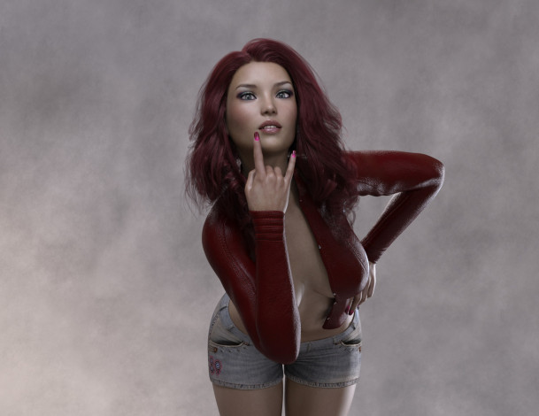 Обои картинки фото 3д графика, люди , people, фон, взгляд, девушка