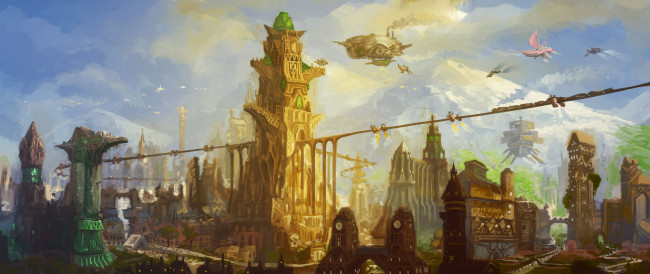 Обои картинки фото фэнтези, иные миры,  иные времена, иной, мир, город, сооружения