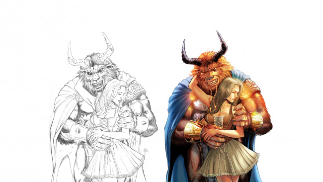 Обои картинки фото рисованное, комиксы, девушка, фон, чудовище, скетч