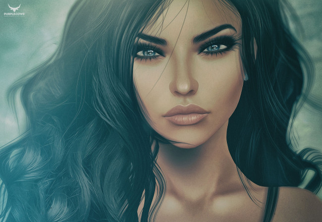 Обои картинки фото 3д графика, портрет , portraits, девушка, волосы, портрет, брюнетка