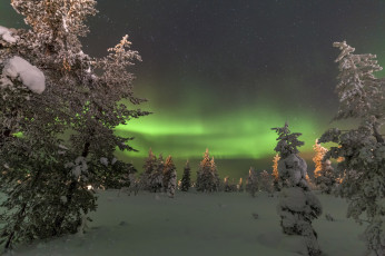 Картинка природа северное+сияние простор