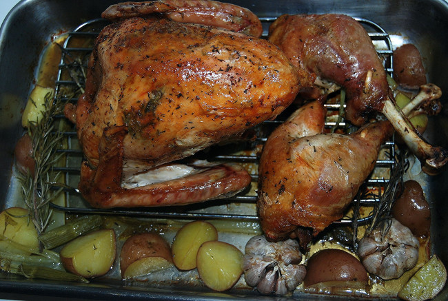 Обои картинки фото еда, мясные блюда, курица, картофель, чеснок