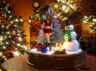 Картинка 3д+графика праздники+ holidays фон взгляд девушка