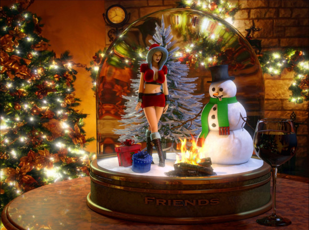 Обои картинки фото 3д графика, праздники , holidays, фон, взгляд, девушка