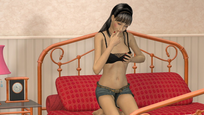 Обои картинки фото 3д графика, люди , people, фон, взгляд, девушка