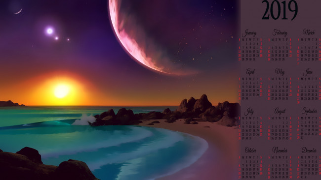 Обои картинки фото календари, фэнтези, планета, водоем