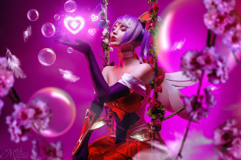 Картинка девушки -+креатив +косплей league of legends пузыри сердечки качели сакура