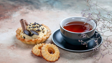 Картинка еда напитки +чай печенье чай кекс