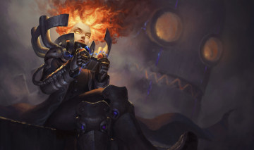 Картинка фэнтези роботы +киборги +механизмы парень джойстик робот