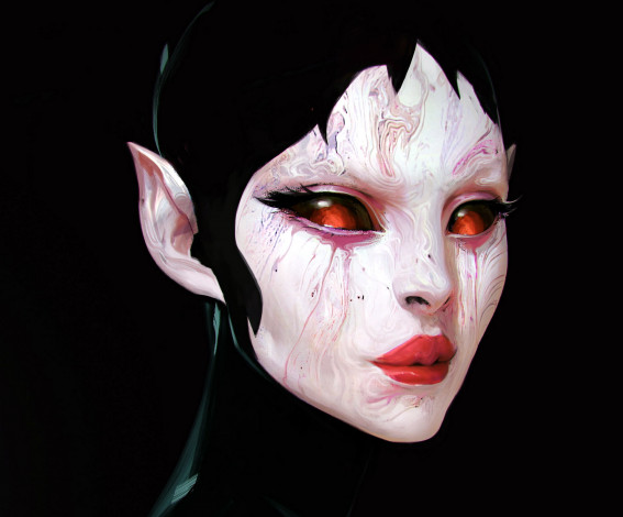 Обои картинки фото фэнтези, существа, девушка, уши, лицо