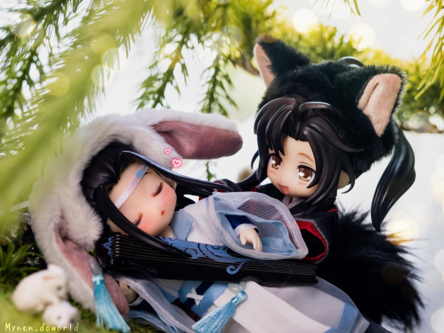 Обои картинки фото разное, игрушки, лань, ванцзи, вэй, усянь, куклы, ушки, гуцинь