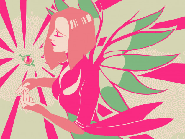 Обои картинки фото векторная графика, девушки , girls, девушка, лучи, крылья