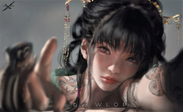 Картинка фэнтези _ghost+blade+ +призрачный+клинок девушка лицо бурундук